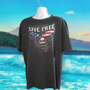 Live Free Galatians 5:1 Christian Eagle T-Shirt Mens Gray 2XL Patriotic